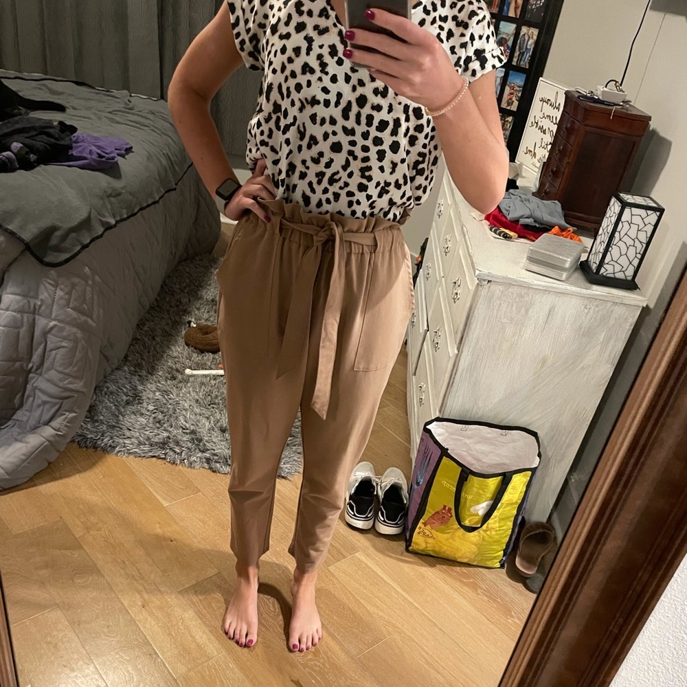 Tan dress pants, high waisted
